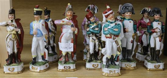 A set of twelve Capo di Monte style Napoleonic soldiers, tallest 20cm